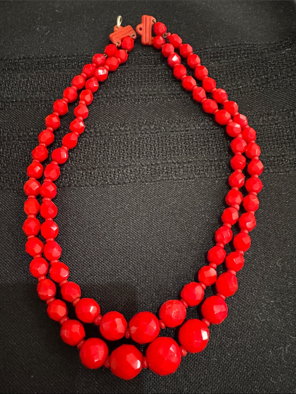 Vintage Red Beaded Necklace made in Germany